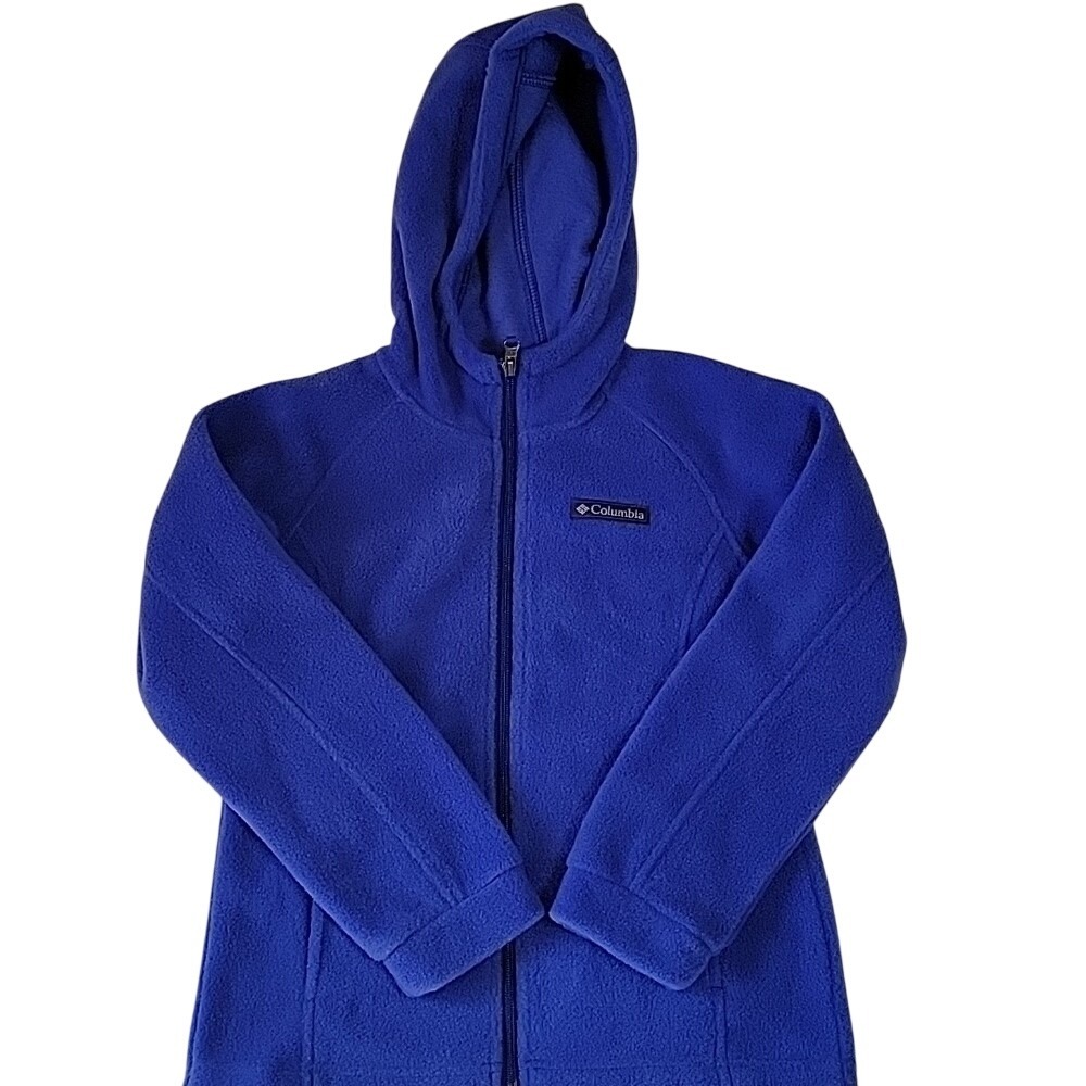 Columbia Benton Hoodie Girls Youth S 7/8 Blue Purple Full Zip Fleece WG6333-516